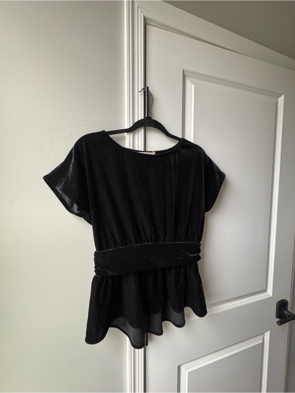 Ellison Black Velvet Peplum Blouse
